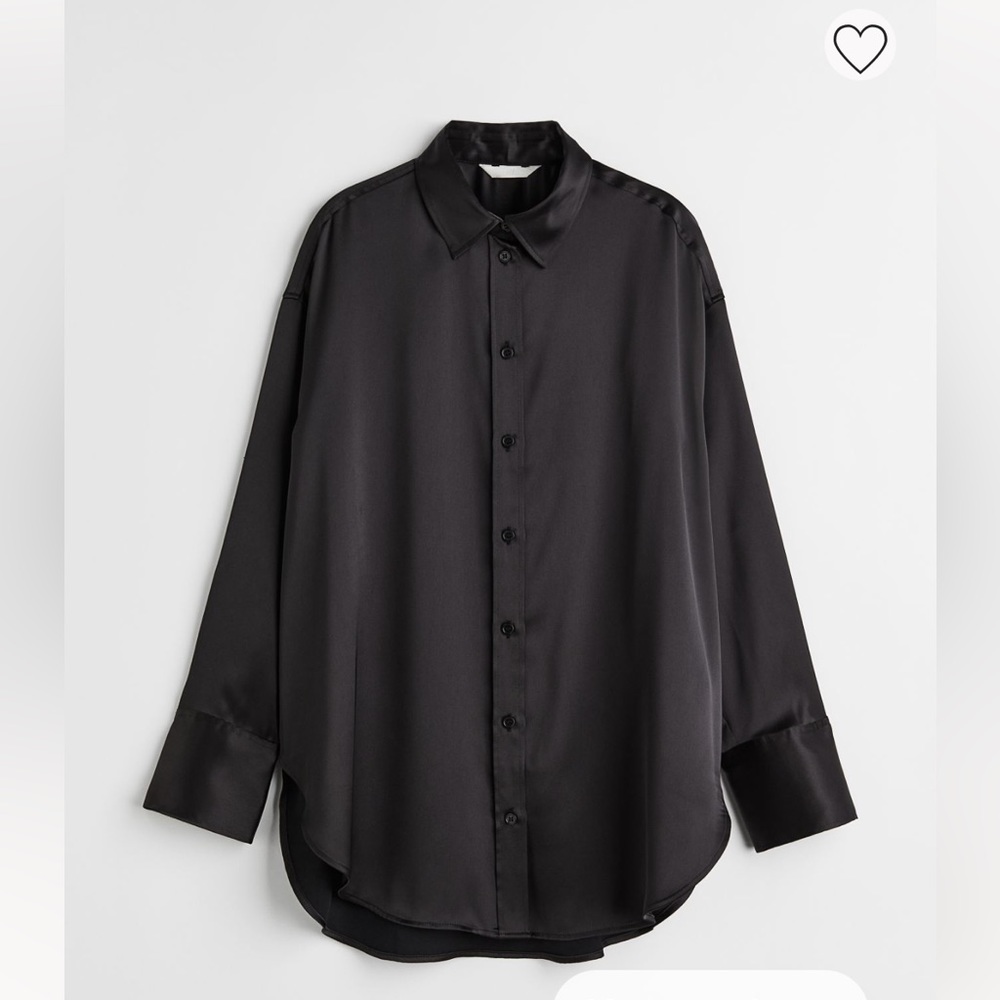 Oversized Black Button Down - Size Small